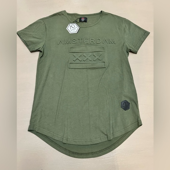 Amsterdam Design Tops - Amsterdam Designs Women’s Olive Green T-Shirt 100% Cotton Size Small 3D Embossed